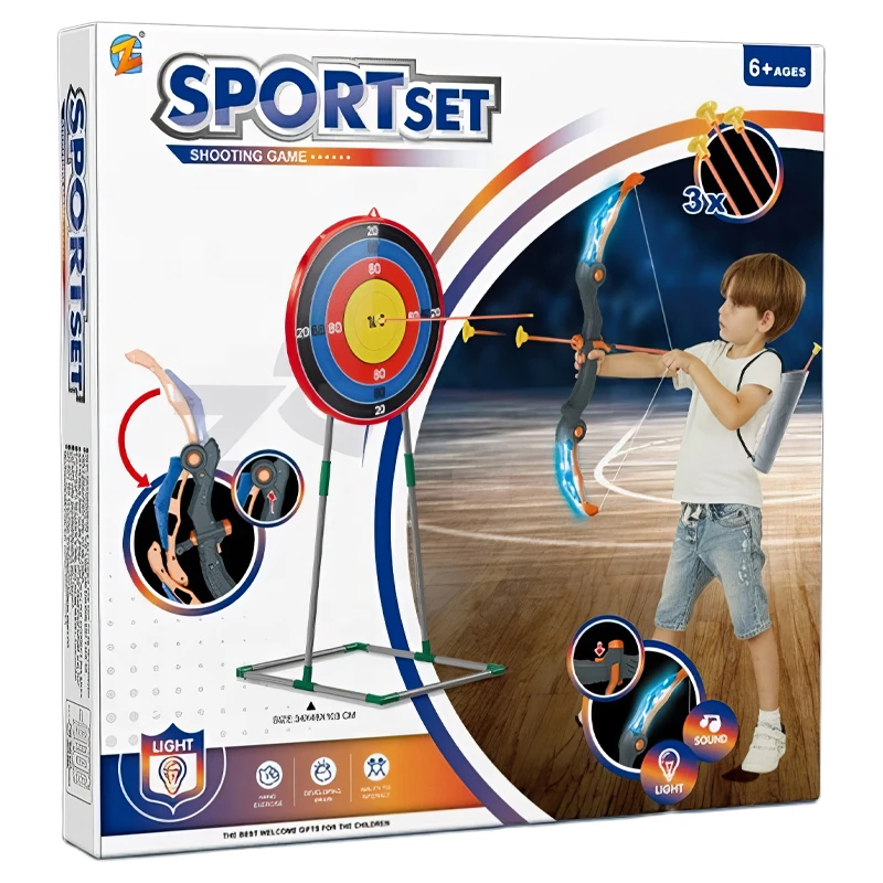 Sport Set Shooting Game Bow & Arrow Set for Kids , Archer With Sound & Light For Age 6 Years +